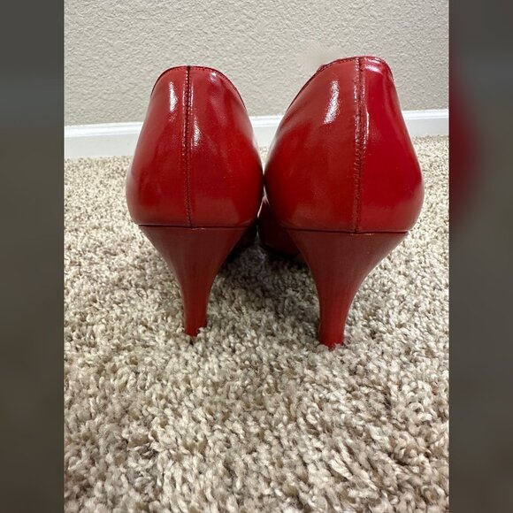 50s NWT Candy Apple Red DeAngelo Stiletto Leather Deadstock Marshall Fields 8B - Picture 7 of 8